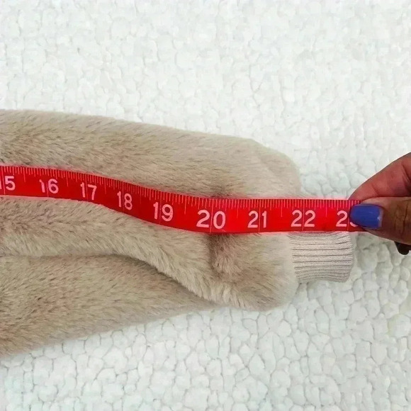 NWT Say What? Beige Faux-Fur Plush Bomber Zip Jacket Size XS - Picture 12 of 13